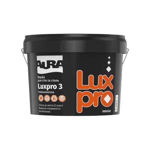 Краска AURA Luxpro 3 интерьерная акрилатная дисперсионная (матовая), 4,75 л — строительные материалы для мастеров и прорабов | Dirom
