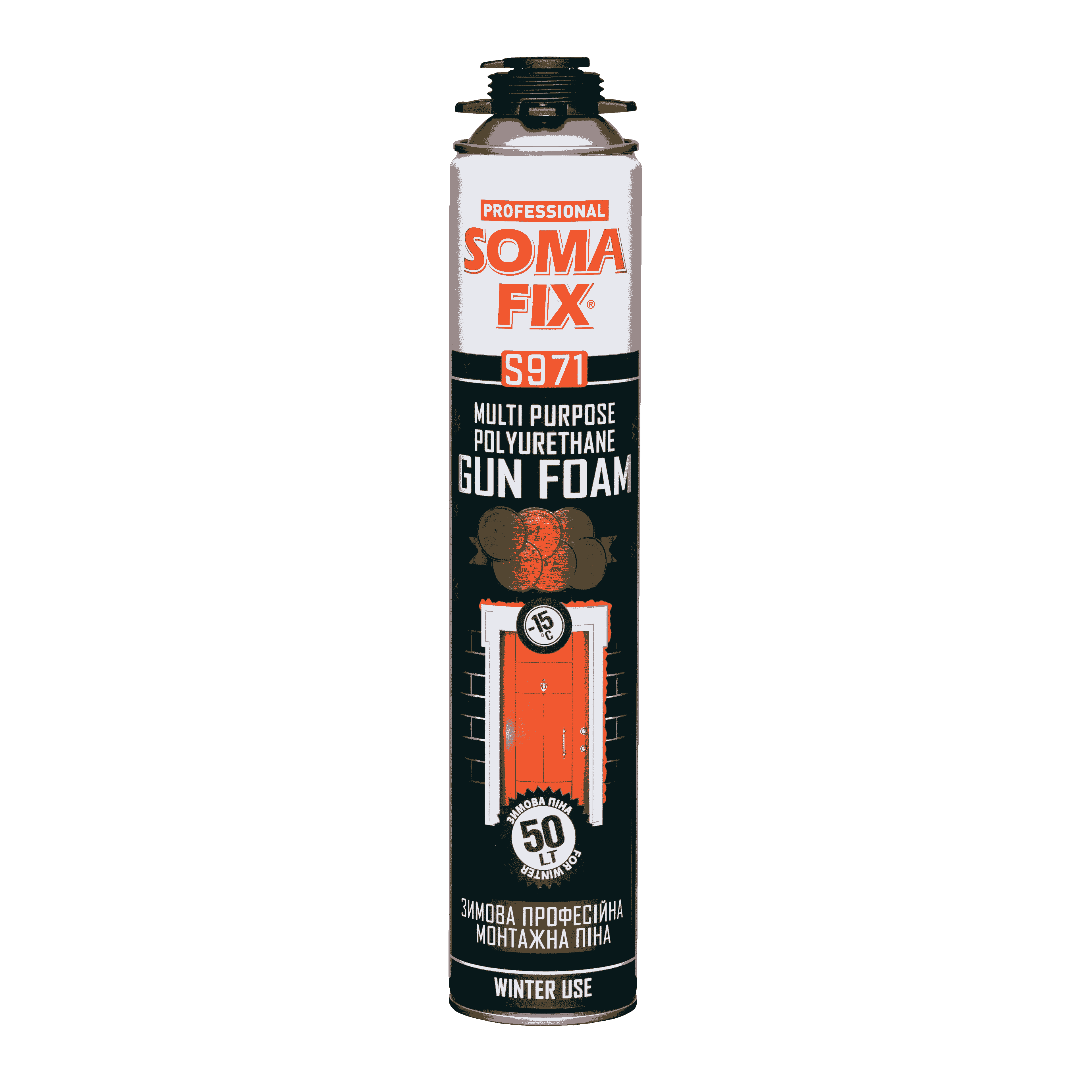 Пена монтажная SOMA FIX S971/911 всесезонная/зимняя (профессиональная), 750 мл (выход 50 л) — строительные материалы для мастеров и прорабов | Dirom