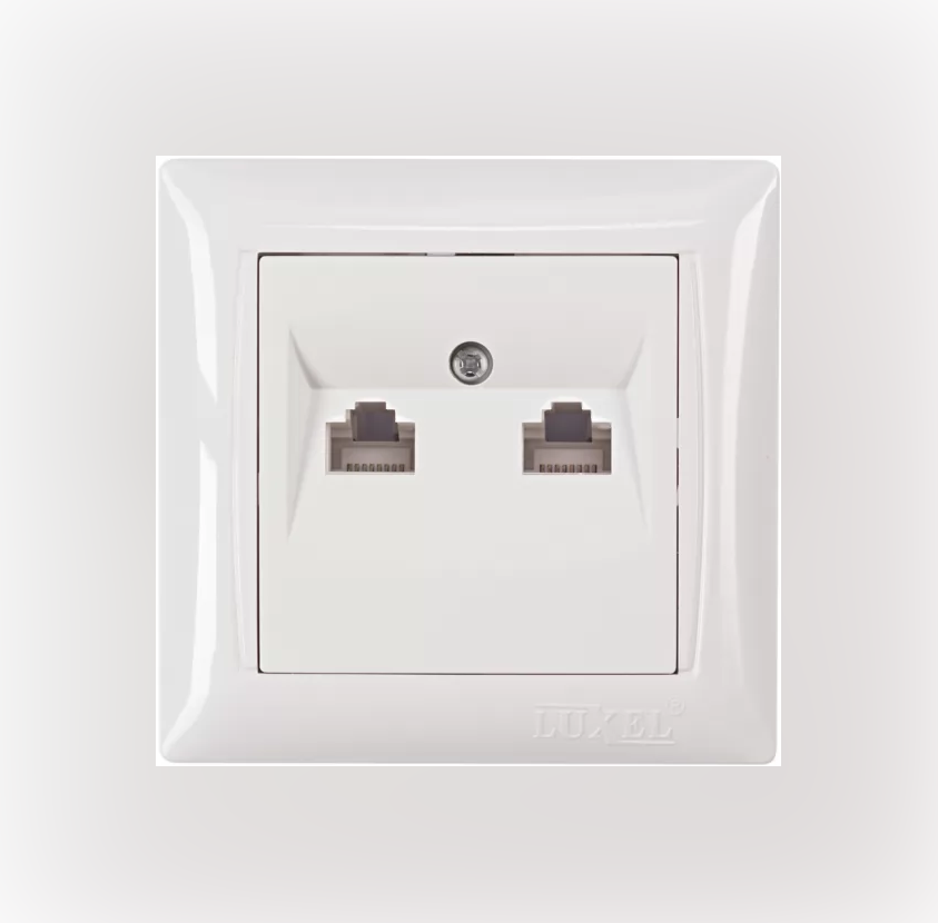 Розетка компьютерная  двойная PRIMERA (белый) 3028 — строительные материалы для мастеров и прорабов | Dirom