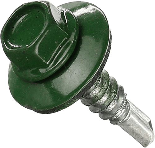 Саморіз покрівельний RAL 6005(темно-зелений) 4,8*19 (шестигран.голівка 8мм, крок різьб. 1.06мм) — будматеріали для майстрів та виконробів | Dirom