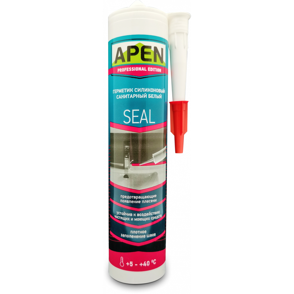 Герметик силіконовий APEN санітарний (білий), 290 мл — будматеріали для майстрів та виконробів | Dirom