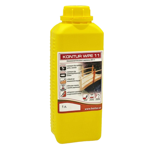 Антисептик KONTUR WPE-11 для древесины, 1 л — строительные материалы для мастеров и прорабов | Dirom