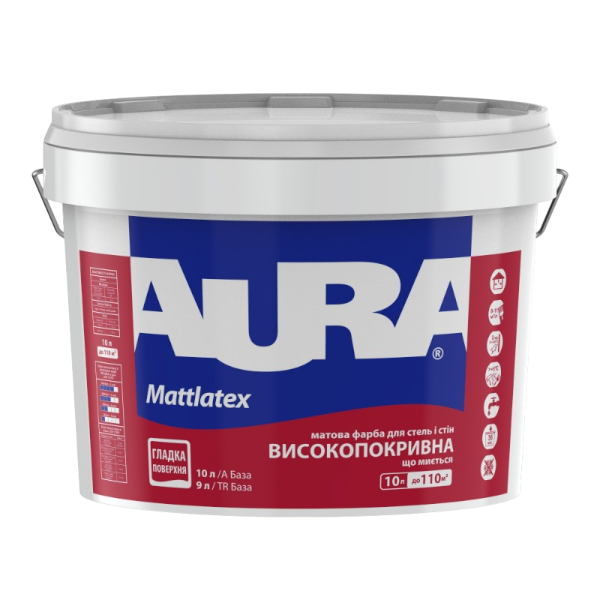 Краска AURA Mattlatex  интерьерная моющаяся (матовая), 10 л — строительные материалы для мастеров и прорабов | Dirom