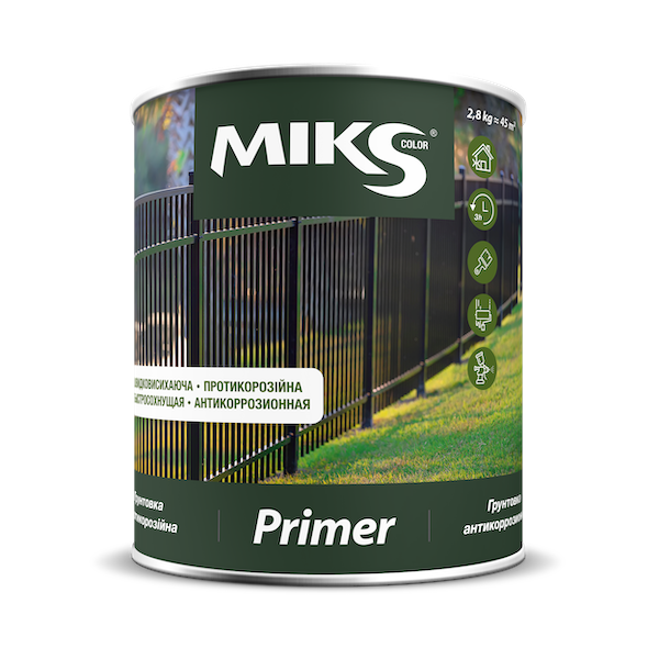 Грунтовка МIKS соlor антикоррозионная (серая), 0,9 кг — строительные материалы для мастеров и прорабов | Dirom