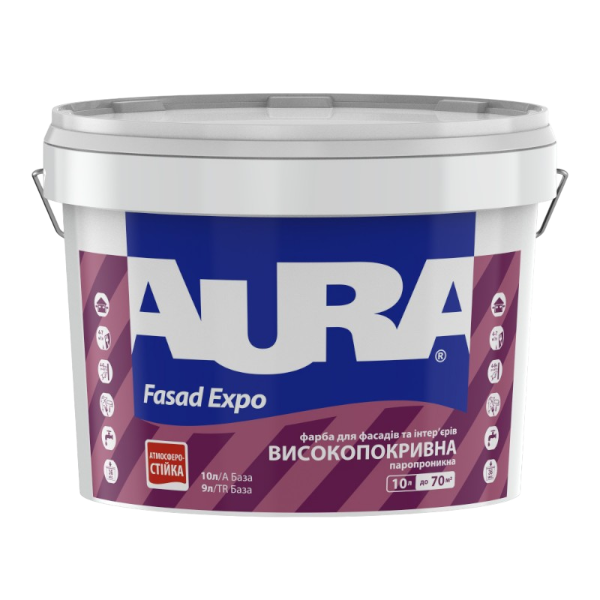 Фарба AURA Fasad Expo для внутрішніх та наружних робіт (матова) (база А), 10 л — будматеріали для майстрів та виконробів | Dirom