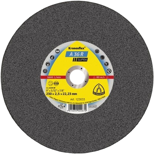 Диск відрізний по металу KRONOFLEX A 36 Supra (230 х 2,5 х 22,23, GER) 123833 — будматеріали для майстрів та виконробів | Dirom