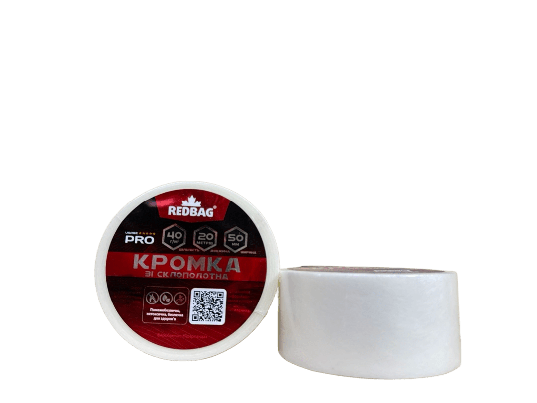  Кромка зі Склополотна  REDBAG40 гр/кв.м  50 мм ширина, рулон 20 метрів — будматеріали для майстрів та виконробів | Dirom