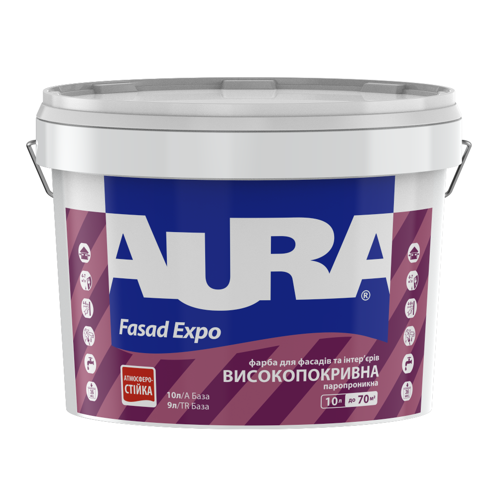 Краска AURA Fasad Expo для внутренних и наружных работ (матовая) (база А), 5 л — строительные материалы для мастеров и прорабов | Dirom