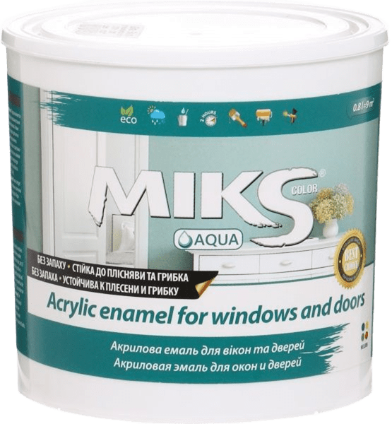 Эмаль для окон и дверей МIKS color акриловая (белая), 0,75 л — строительные материалы для мастеров и прорабов | Dirom