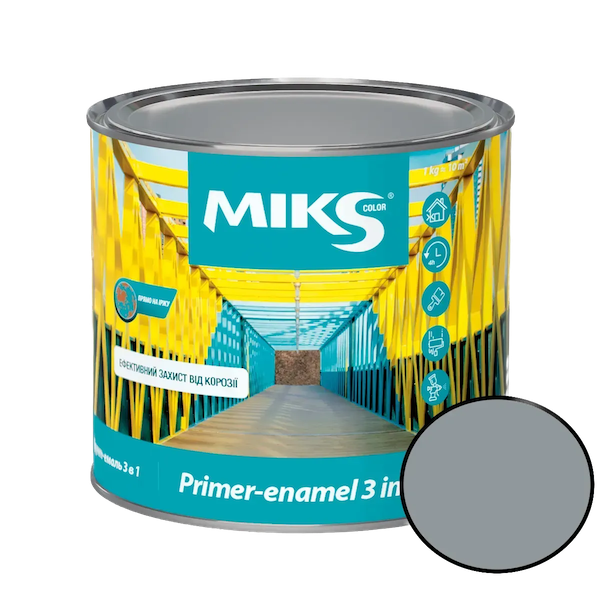 Грунт-эмаль "3 в 1" МIKS color (графитно-серая), 2,3 кг — строительные материалы для мастеров и прорабов | Dirom