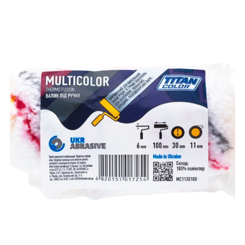 Валік Multicolor під ручку, 6*30*100 мм, ворс 11 мм, TITAN COLOR — будматеріали для майстрів та виконробів | Dirom