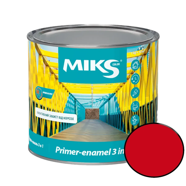 Грунт-эмаль "3 в 1" МIKS color (красная), 0,8 кг — строительные материалы для мастеров и прорабов | Dirom