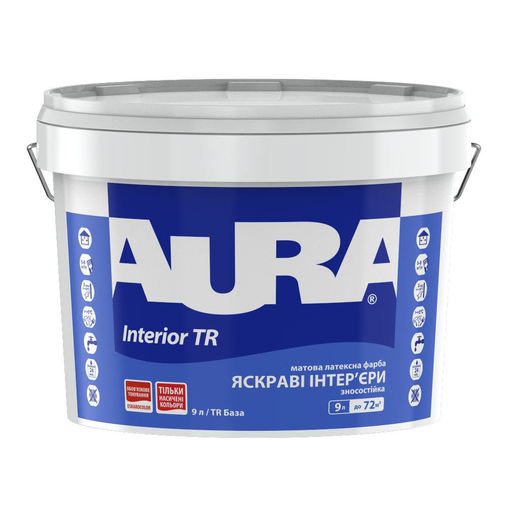 Фарба AURA Interior  інтер'єрна що миється (матова) (база TR), 9 л — будматеріали для майстрів та виконробів | Dirom
