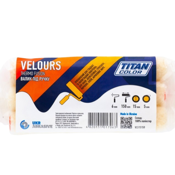 Валик Velours под ручку, 6*15*150 мм, ворс 5 мм, TITAN COLOR (упак.3 шт) — строительные материалы для мастеров и прорабов | Dirom