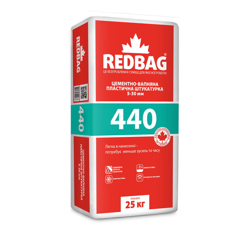 440 Пластичная штукатурка 25кг (48шт/пал.) — строительные материалы для мастеров и прорабов | Dirom