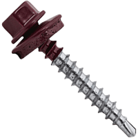 Саморез кровельный RAL 3005(вишневый) 4,8*35 (шестигран.головка 8мм, шаг резьбы 1.06мм)  — строительные материалы для мастеров и прорабов | Dirom