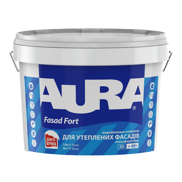 Фарба фасадна AURA Fasad Fort атмосферостійка (база А), 5 л — будматеріали для майстрів та виконробів | Dirom
