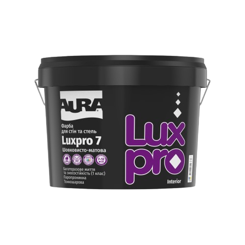 Краска AURA Luxpro 7 интерьерная акрилатная дисперсионная (шелково-матовая), 5 л — строительные материалы для мастеров и прорабов | Dirom
