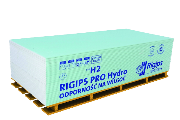 Гипсокартон влагостойкий RIGIPS PRO Hydro typ (GKBI) 1200x2000x12,5 (64шт./п.-66шт./п) — строительные материалы для мастеров и прорабов | Dirom
