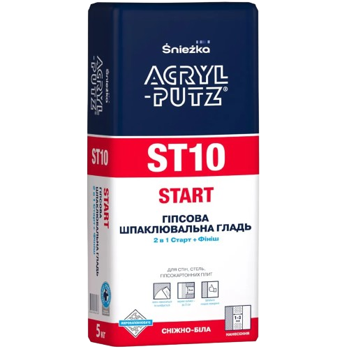 Шпаклевка СНЕЖКА Acryl-Putz ST10 Start гипсовая (стартовая/финишная), 5 кг — строительные материалы для мастеров и прорабов | Dirom