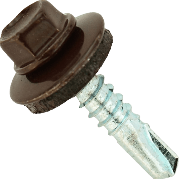 Саморіз покрівельний RAL 8017(шоколадний) 4,8*35 (шестигран.голівка 8мм, крок різьби 1.06мм) — будматеріали для майстрів та виконробів | Dirom