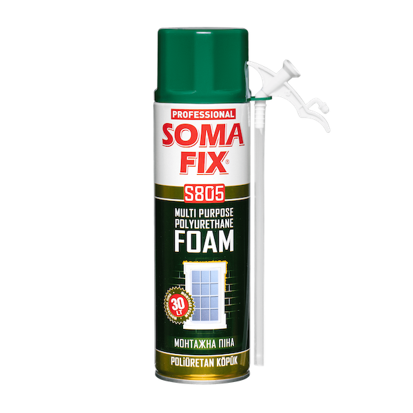 Пена монтажная SOMA FIX S805 всесезонная/зима (бытовая), 500 мл (выход 30 л) — строительные материалы для мастеров и прорабов | Dirom