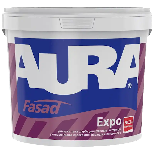 Краска AURA Fasad Expo для внутренних и наружных работ (матовая) (база TR), 2,25 л  — строительные материалы для мастеров и прорабов | Dirom