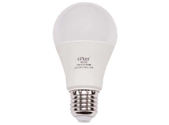 Лампа Luxel светодиодная A60 10W 220V 4000K E27 060-NE — строительные материалы для мастеров и прорабов | Dirom