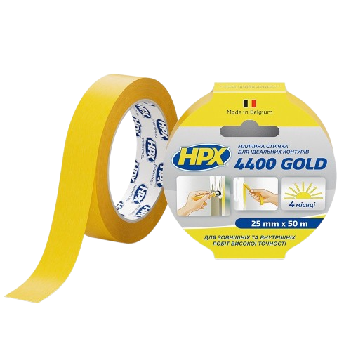 Стрічка малярна HPX4400 100С FP2550 24 мм х 50 м (золота) — будматеріали для майстрів та виконробів | Dirom