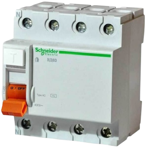 Выключатель автомат. диференц. нагрузки ВД63 4П 25A 30МA Schneider 11460 — строительные материалы для мастеров и прорабов | Dirom