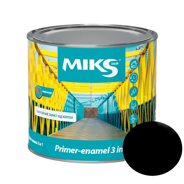 Ґрунт-емаль "3 в 1" МIKS color (чорна), 2,3 кг — будматеріали для майстрів та виконробів | Dirom