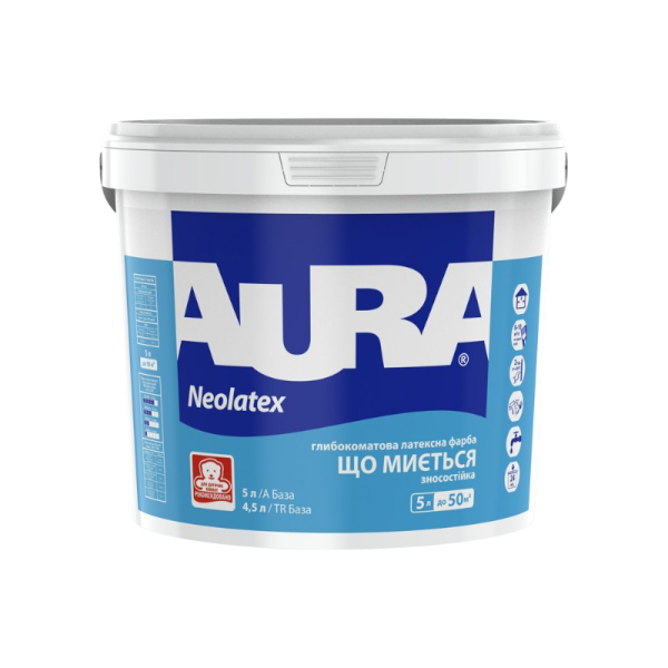 Краска AURA Neolatex интерьерная износостойкая (глубокоматовая), 10 л — строительные материалы для мастеров и прорабов | Dirom