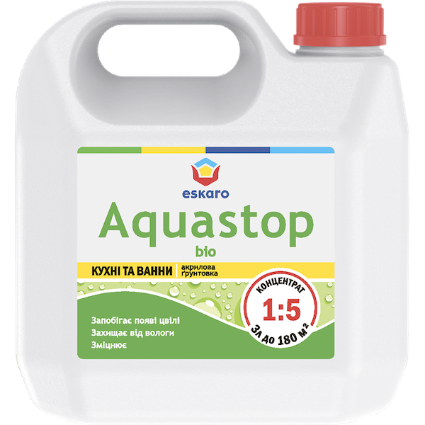 Ґрунт-концентрат ESKARO Aquastop Bio антицвілева (1:5), 3 л — будматеріали для майстрів та виконробів | Dirom