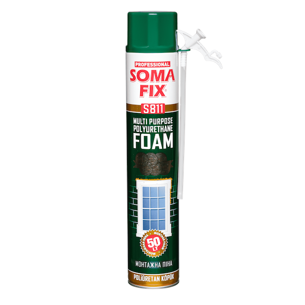 Піна монтажна SOMA FIX S811/871 всесезонна/зима (побутова), 750 мл (вихід 50 л) — будматеріали для майстрів та виконробів | Dirom