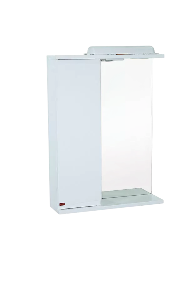 Зеркало Ронда 50 + шкаф белый (левый) — строительные материалы для мастеров и прорабов | Dirom