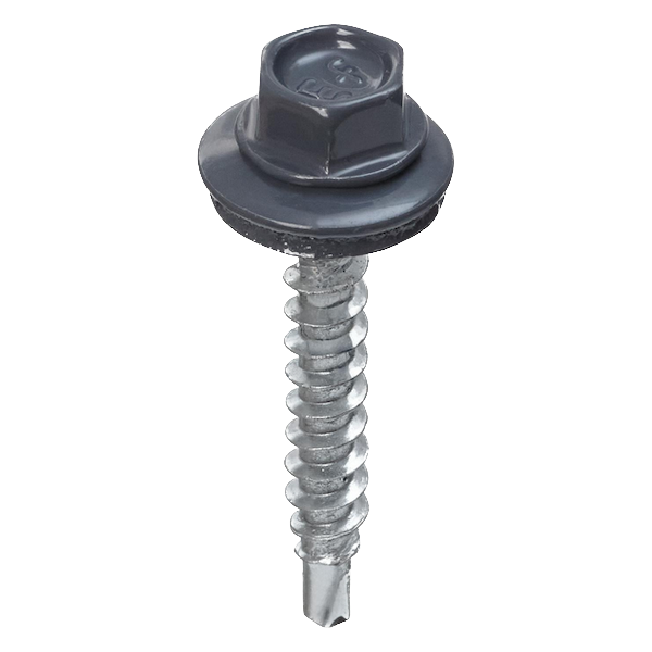 Саморез кровельный RAL 7016 ( антр.-серый)4,8*19 (шестигран.головка 8мм, шаг резьбы 1.06мм) (250шт.) — строительные материалы для мастеров и прорабов | Dirom