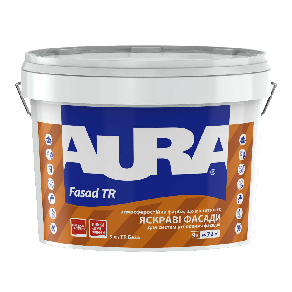 Краска фасадная AURA Fasad (база TR), 9 л — строительные материалы для мастеров и прорабов | Dirom