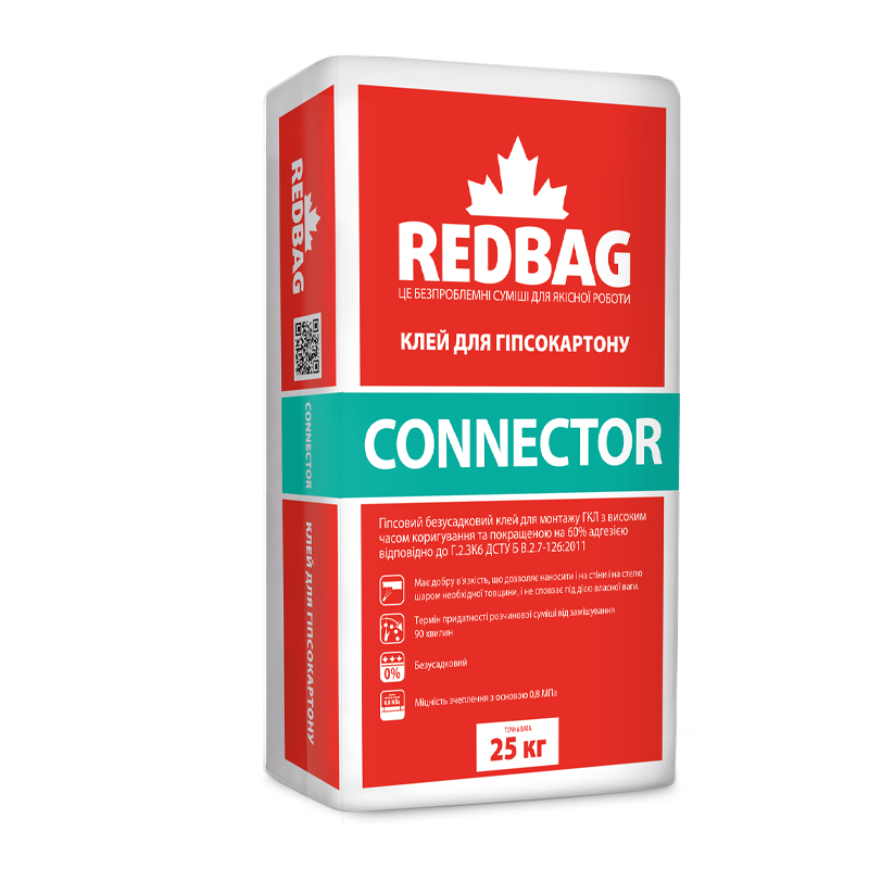 Клей для гіпсокартону REDBAG CONNECTOR, 25кг(пал,40шт) — будматеріали для майстрів та виконробів | Dirom