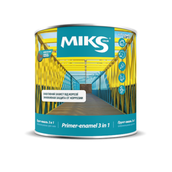 Ґрунт-емаль "3 в 1" МIKS color (молоткова срібляста), 0,65кг — будматеріали для майстрів та виконробів | Dirom