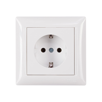 Розетка с заземлением PRIMERA (белый) 3004 — строительные материалы для мастеров и прорабов | Dirom