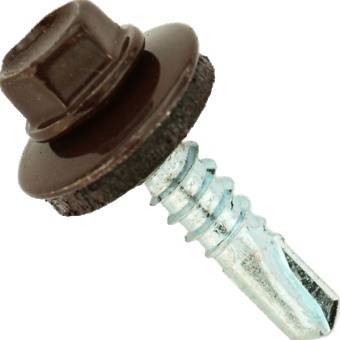 Саморіз покрівельний RAL 8017(шоколадний) 4,8*19 (шестигран.голівка 8мм, крок різьб. 1.06мм) — будматеріали для майстрів та виконробів | Dirom