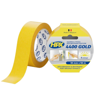 Лента малярная HPX4400 100С FP3850 36мм х 50 м (золотая) — строительные материалы для мастеров и прорабов | Dirom