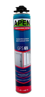Пена монтажная APEN GFS 65 всесезонна/зимня (профессиональная), 750 мл (выход 65 л)  — строительные материалы для мастеров и прорабов | Dirom