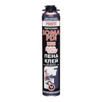 Піна-клей SOMA FIX PROFIT S916  для теплоізоляційних плит (професійна), 750 мл (вихід від 10 м2) — будматеріали для майстрів та виконробів | Dirom