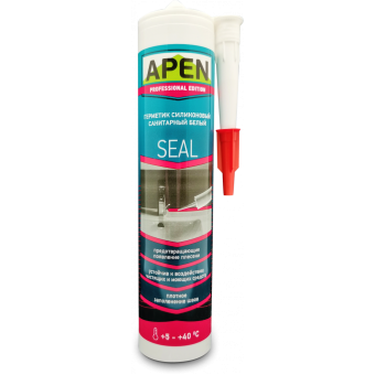 Герметик силиконовый APEN санитарный (белый), 280 мл — строительные материалы для мастеров и прорабов | Dirom