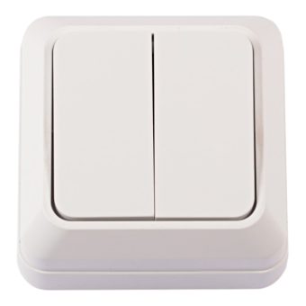 Выключатель LUXEL Opera 2-й накладной 2003 белый — строительные материалы для мастеров и прорабов | Dirom
