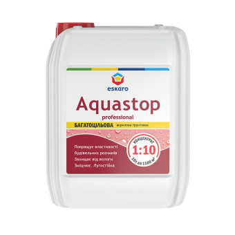 Грунт-влагоизолятор ESKARO Aquastop Professional (концентрат 1:10), 10 л — строительные материалы для мастеров и прорабов | Dirom