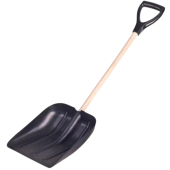 Лопата для снігу пластикова 370х480 мм, з алюмінієвою планкою, держаком 1м та пластик. ручкою(70-898) — будматеріали для майстрів та виконробів | Dirom