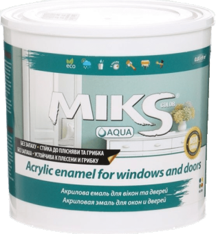Емаль для вікон та дверей МIKS color акрилова (біла), 0,75 л — будматеріали для майстрів та виконробів | Dirom