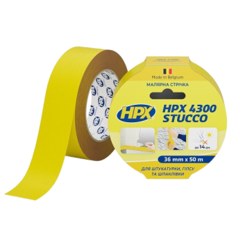 Лента малярная HPX STUCCO 4300 MY3650 36 мм х 50 м(желтая) — строительные материалы для мастеров и прорабов | Dirom